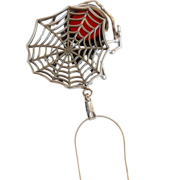 Baltic Cherry Amber Spiderweb Pendant in 925 Sterling Silver - Picture 5 of 5